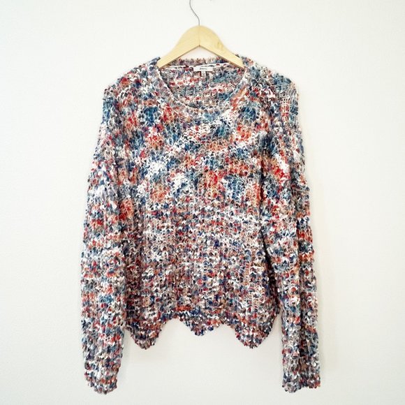 JODIFL Sweaters - JODIFL Fuzzy Cozy Knit Colorful pom pom crew sweater L